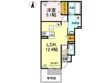 メゾンリアン(1LDK/1階)の間取り写真