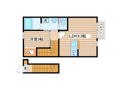 FAB南仙台(1LDK/2階)の間取り写真