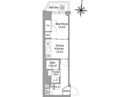 コンフォリア・リヴ木場イーストI(1K/1階)の間取り写真