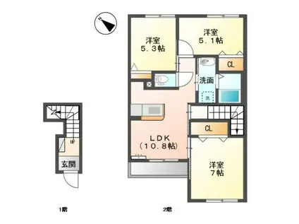 マリアージュIII(3LDK/2階)の間取り写真