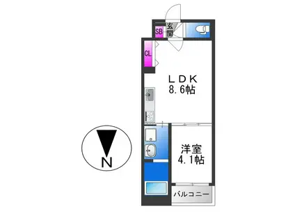 1ER CAMELLIA(1LDK/3階)の間取り写真