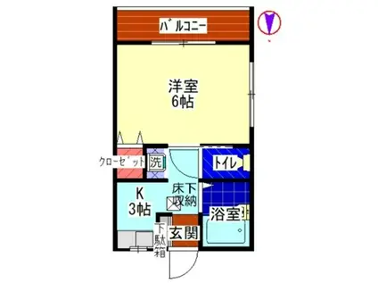 ポート南馬込(1K/2階)の間取り写真