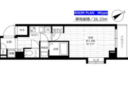 ステージファースト八王子(1K/4階)の間取り写真