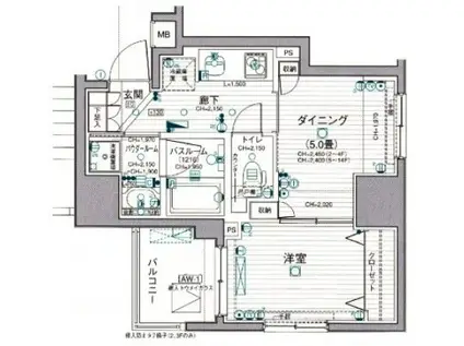 日神デュオステージ新御徒町(1DK/11階)の間取り写真