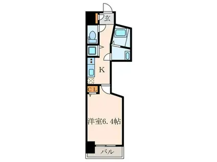 アベニール幸(1DK/6階)の間取り写真