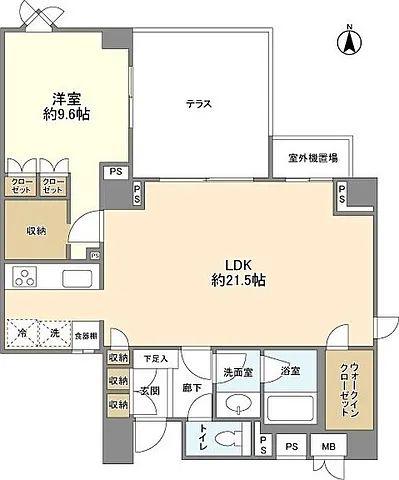 ガーデンハイツ代官山(1LDK/1階)の間取り写真