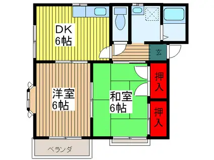パ―クヒル 大宮(2DK/2階)の間取り写真