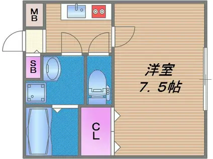 BRIDGE COURT G(1K/2階)の間取り写真