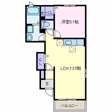 CLEARWATER(1LDK/1階)の間取り写真