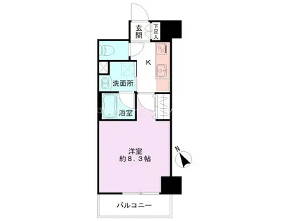 BUENA新潟萬代橋(1K/1階)の間取り写真