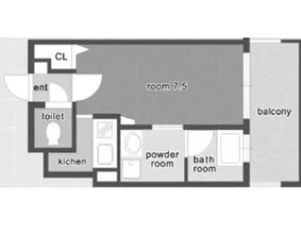 アクティコートクリスタル京橋(1K/2階)の間取り写真