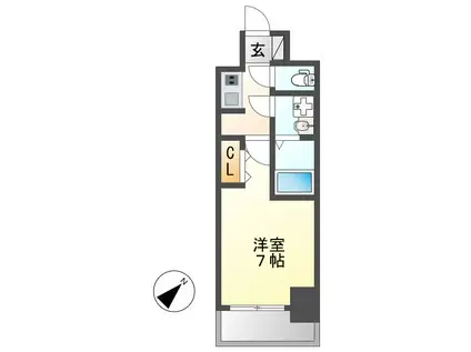 S-RESIDENCE茶屋ヶ坂(1K/2階)の間取り写真