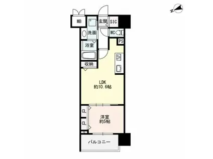 ザ・シンフォニア新栄(1LDK/12階)の間取り写真