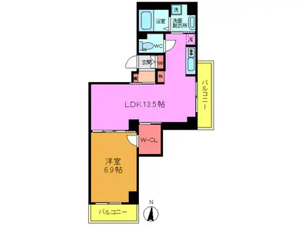 カーサ フェリーチェ(1LDK/2階)の間取り写真