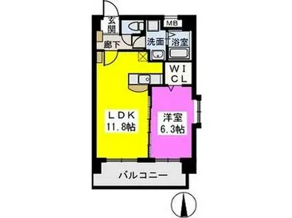 ビオラ愛宕(1LDK/5階)の間取り写真
