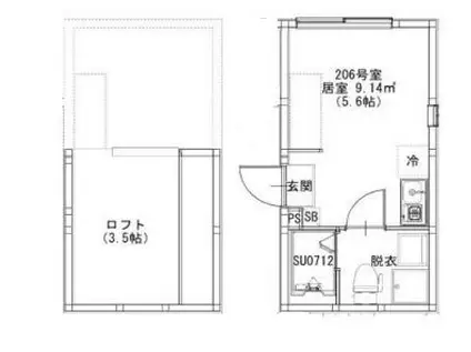 テラス金町(ワンルーム/2階)の間取り写真