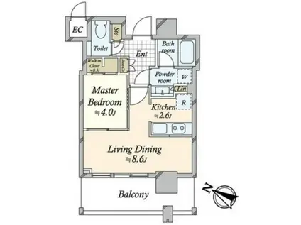 ザ六本木東京クラブレジデンス(1LDK/11階)の間取り写真
