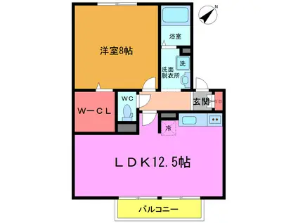 フルール(1LDK/2階)の間取り写真