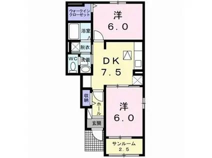 エマーブル I(2DK/1階)の間取り写真