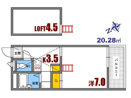 レオパレスエスポワール(1K/3階)の間取り写真
