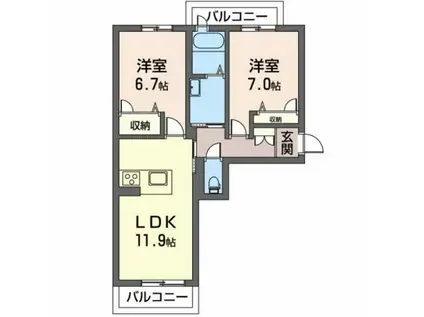 マストタウン上所A棟(2LDK/3階)の間取り写真