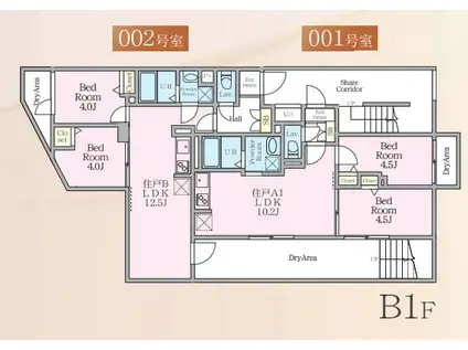 HJクラウンI(2LDK/B1階)の間取り写真