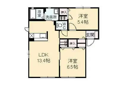 グランカーサ II(2LDK/1階)の間取り写真