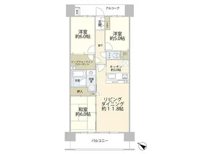 スマイリアタウン(3LDK/2階)の間取り写真