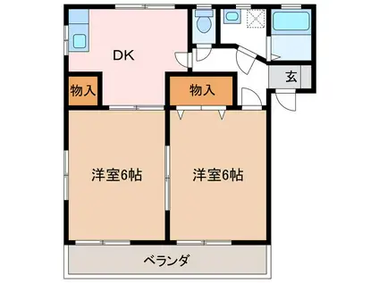 メゾンド大西B(2DK/2階)の間取り写真