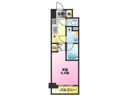 ハーモニーレジデンス武蔵小杉2(1K/1階)の間取り写真