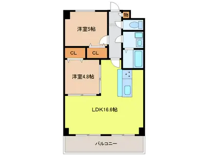 サンハイツ松井(2LDK/2階)の間取り写真