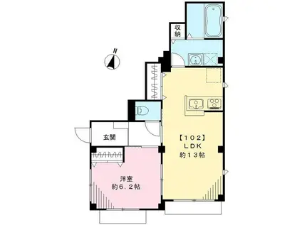 ソラーナ新宿(1LDK/1階)の間取り写真