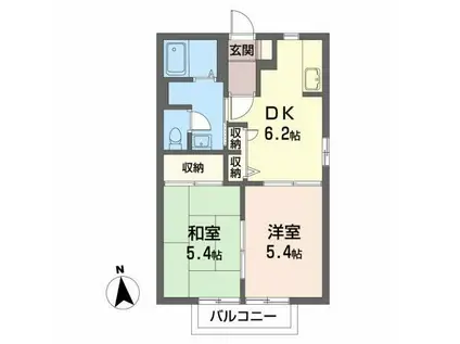 グリーンフィールド成出C(2DK/1階)の間取り写真