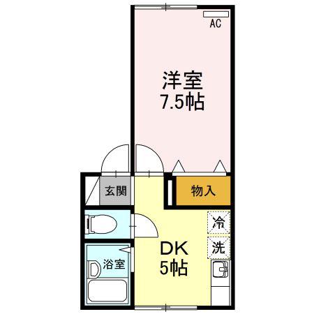 メイユールカーム(1DK/1階)の間取り写真