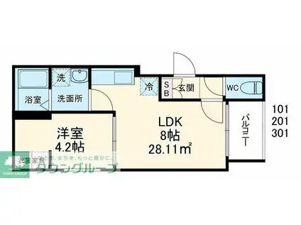 ILUSIONかしわ台(1LDK/3階)の間取り写真