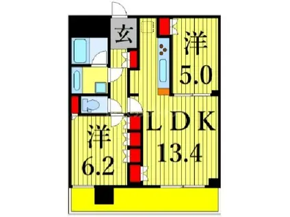 ブランズタワー南千住(2LDK/19階)の間取り写真