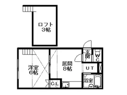 スカイブルーK(1DK/1階)の間取り写真