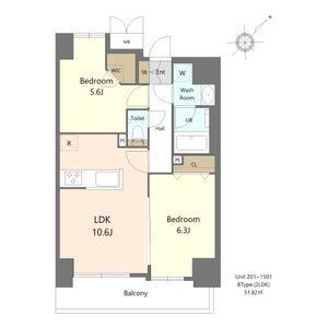 S-RESIDENCE大曽根BRESA(2LDK/2階)の間取り写真