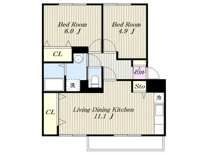 サバ-ビア(2LDK/3階)の間取り写真