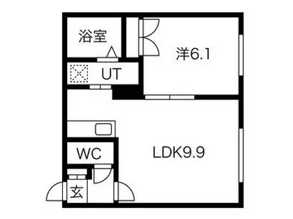 ドゥラル(1LDK/3階)の間取り写真