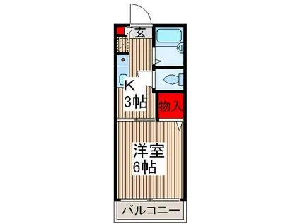 フォーブル西浦和(1K/2階)の間取り写真