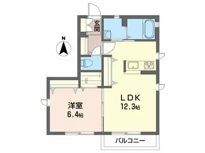 アルフラット(1LDK/1階)の間取り写真