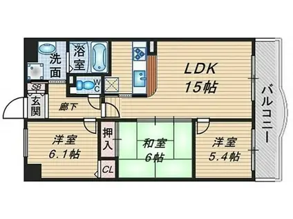 ロイヤルコート豊中四番館(3LDK/5階)の間取り写真
