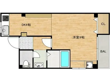 REIZSAKURA(1DK/3階)の間取り写真