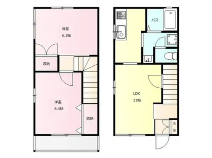 フローラルパレス梅(2LDK/1階)の間取り写真