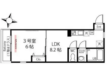 ハーミットクラブハウス二子(1LDK/3階)の間取り写真