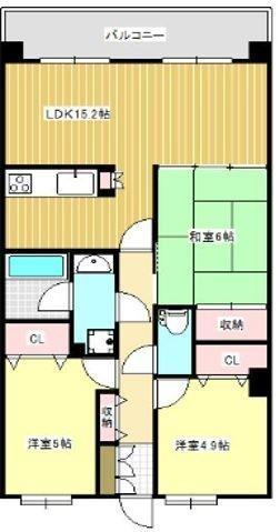 アメックス久留米六ツ門(3LDK/14階)の間取り写真