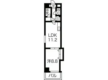 グローバル畑江(1LDK/5階)の間取り写真