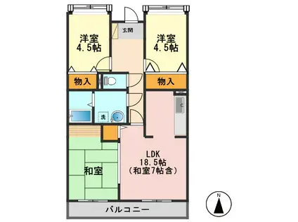 アクシス高砂(2LDK/1階)の間取り写真