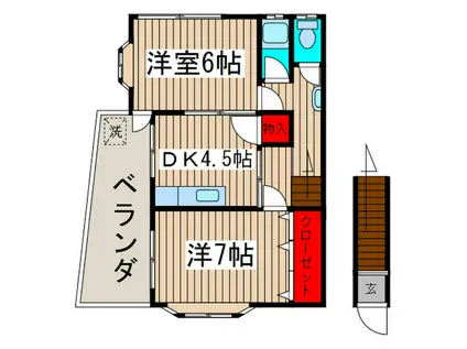 コーポ小宮(2DK/2階)の間取り写真